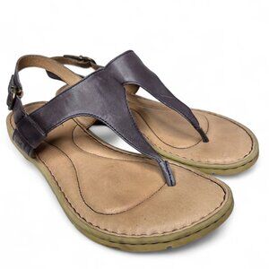 Born Flat Leather Thong Sandals Women's Grey Summertime Resort Pool Casual 8M